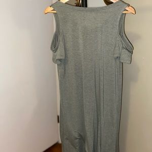 Time and Tru midi olive dress with open shoulders